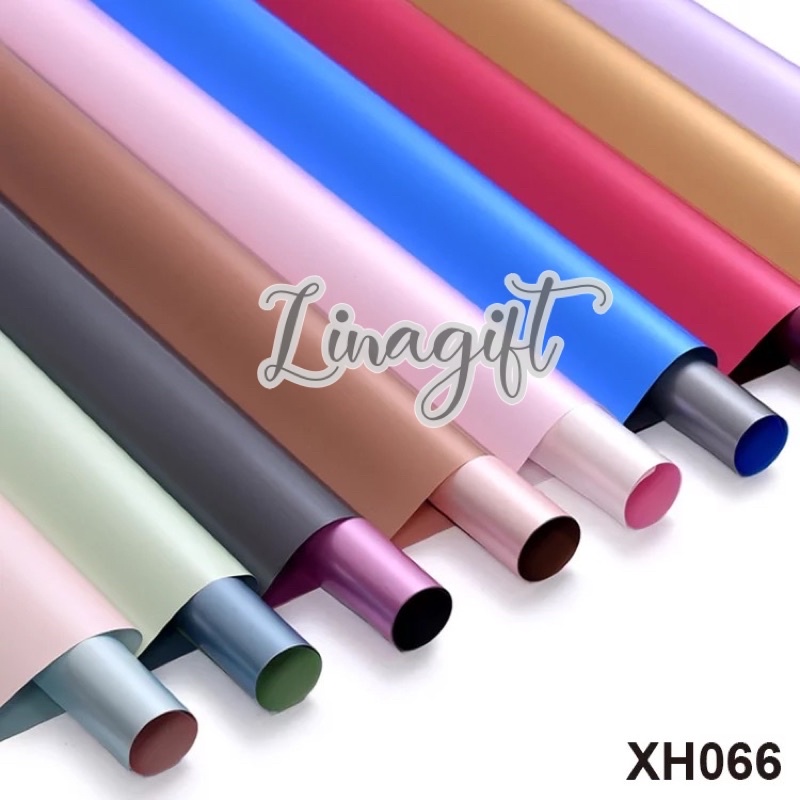 ( 5 Lembar ) SOLID BICOLOR METALLIC - KOREAN CELLOPHANE - FLOWER WRAPPING PAPER - RANGKAIAN BUKET KERTAS BUNGA FLORIST