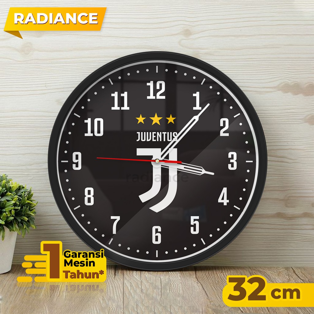 JAM DINDING Juventus  juve BOLA 32CM klub club  murah kualitas bagus kaca dan bahan Tebal mesin awet