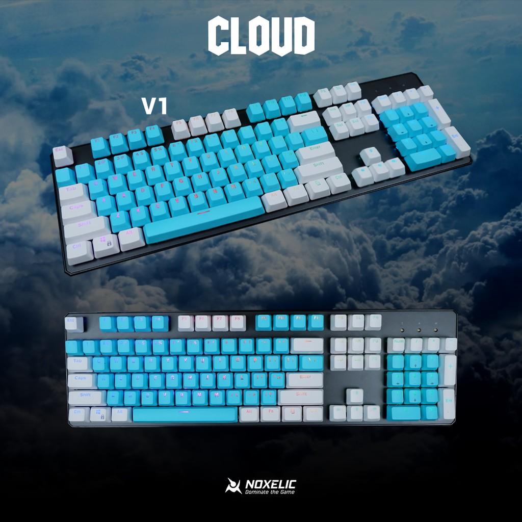 Noxelic Keycaps PBT Cloud - Double Shot 104 Keyset Custom