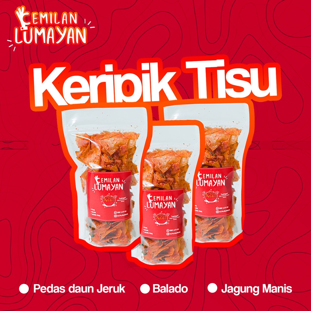 

Keripik Tisu - Pedas daun jeruk, Balado, Jagung Manis
