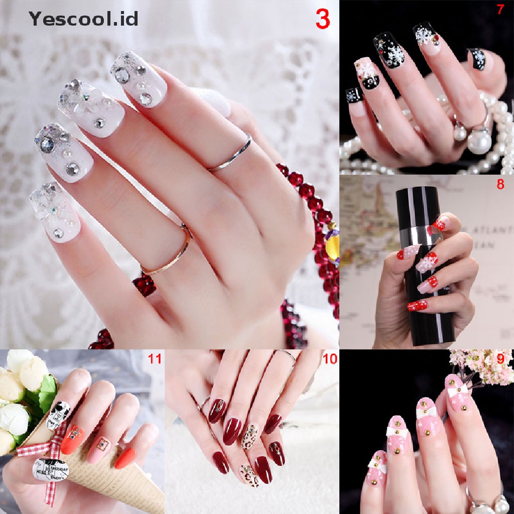 【Yescool】 24 Pcs/Set  Nail Tips Acrylic Short Full False French Nail Art Tips with Glue .