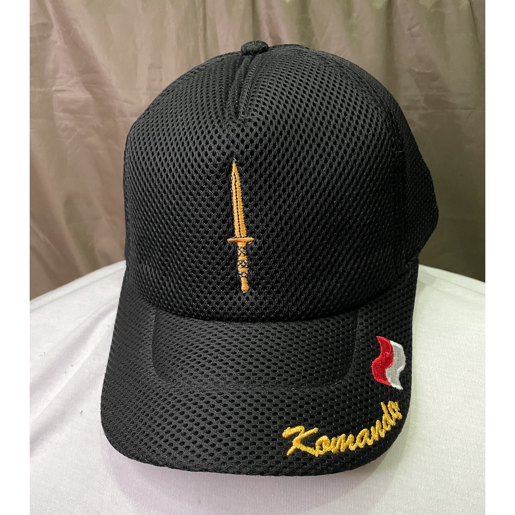 Topi Jaring Komando - Topi Komando - Topi Jaring - Topi Hitam - Emas