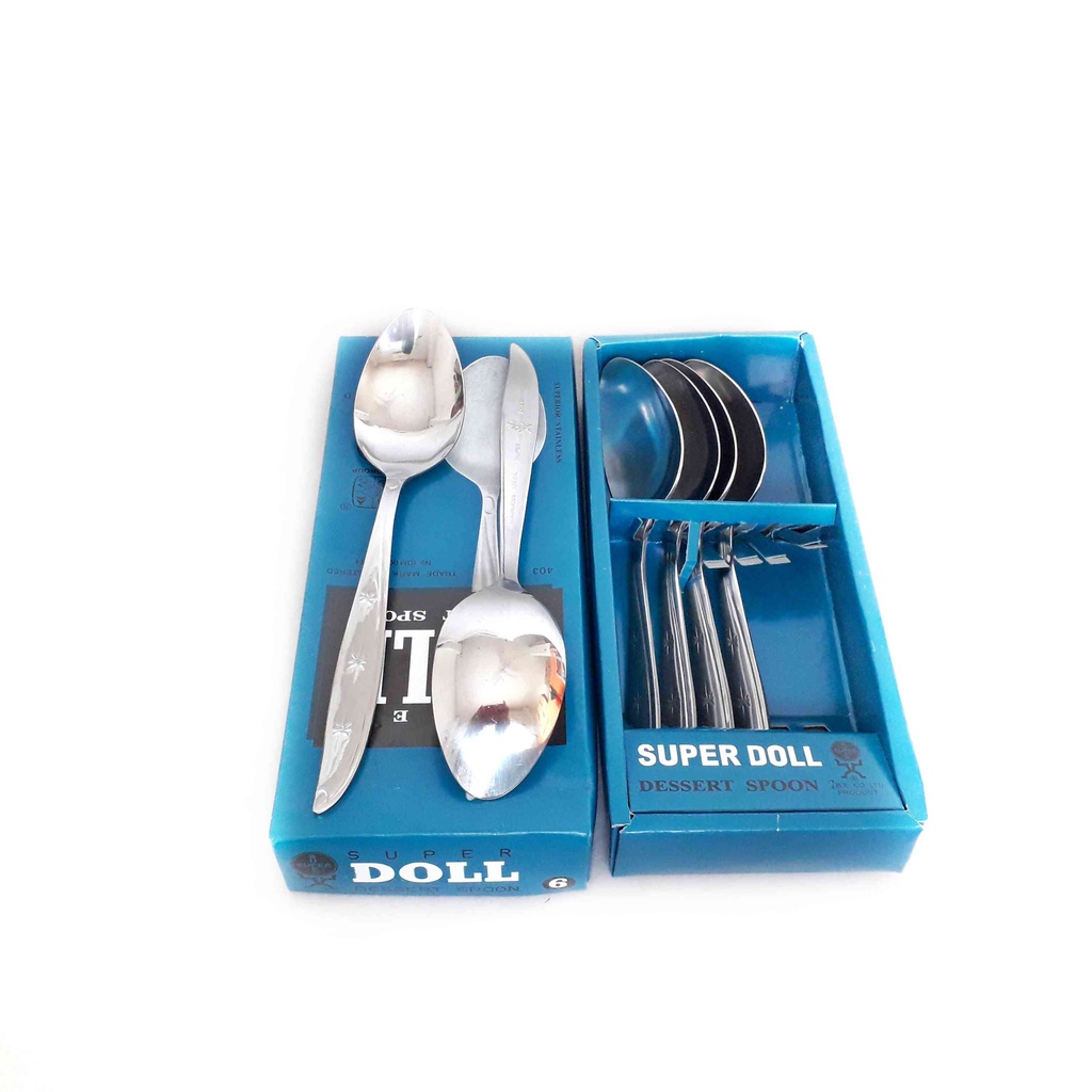 SENDOK SUPER DOLL 1/2 LUSIN SENDOK STAINLESS SENDOK MAKAN SUPER DOLL 6 PCS STAINLESS
