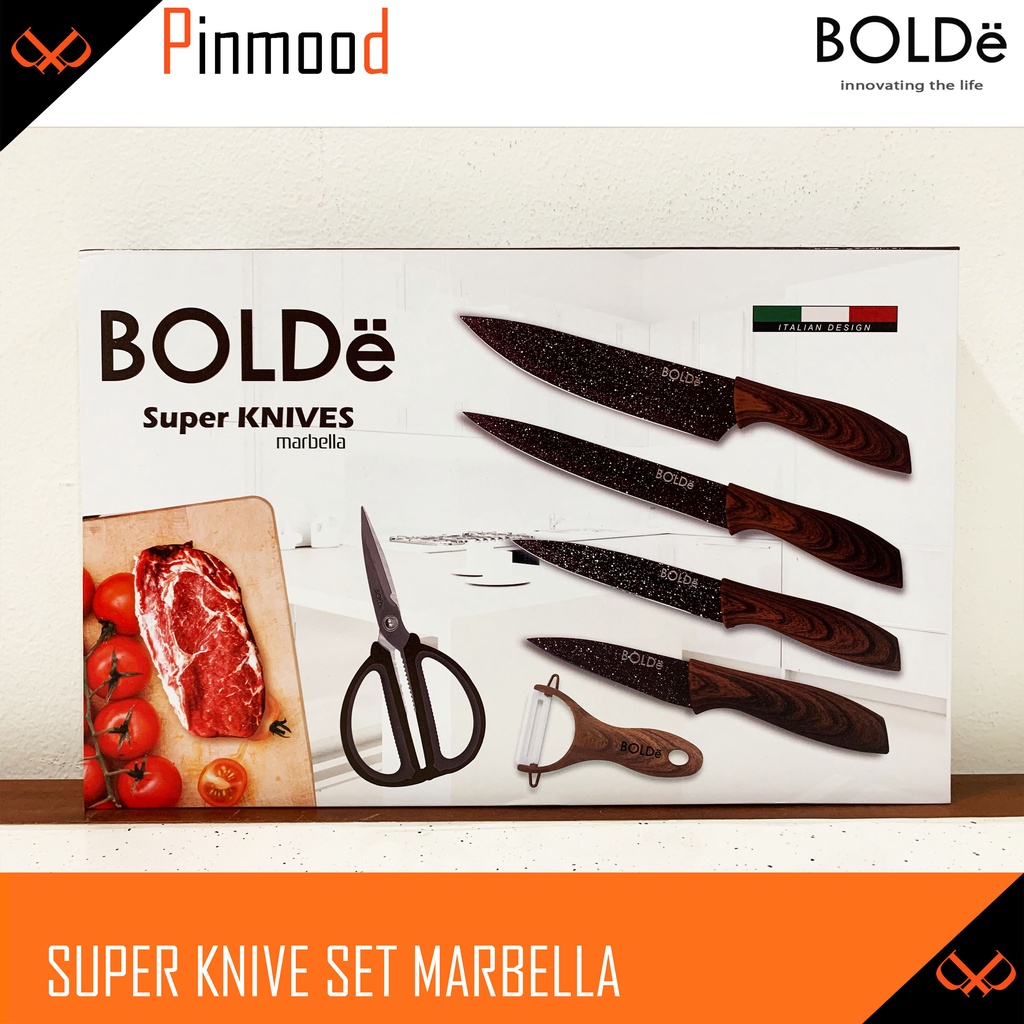 BOLDE SUPER KNIVES MARBELLA 6 PCS SET GRANITE KNIFE GUNTING SCISSOR MURAH