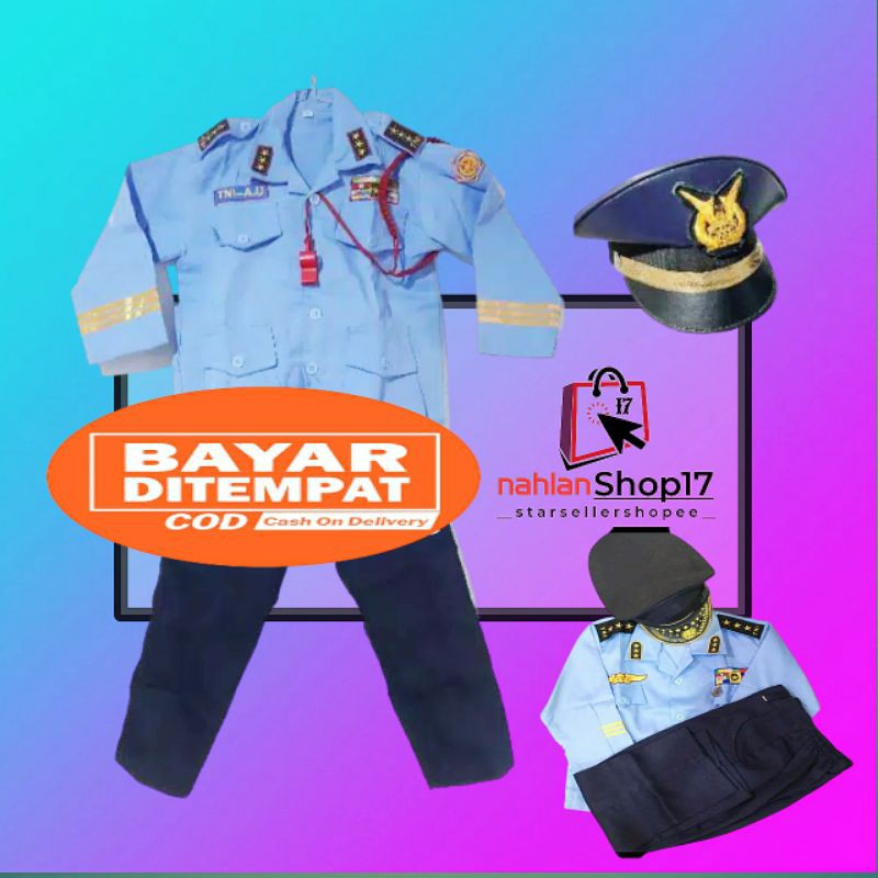 BAJU TNI AU ANAK / SERAGAM KOSTUM KARNAVAL TNI AU ANAK / PAKAIAN SERAGAM ANAK TNI AU BIRU