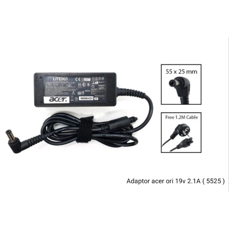 adaptor laptop Acer (4817) ori 19V 2,1A kepala kecil ✓ OW