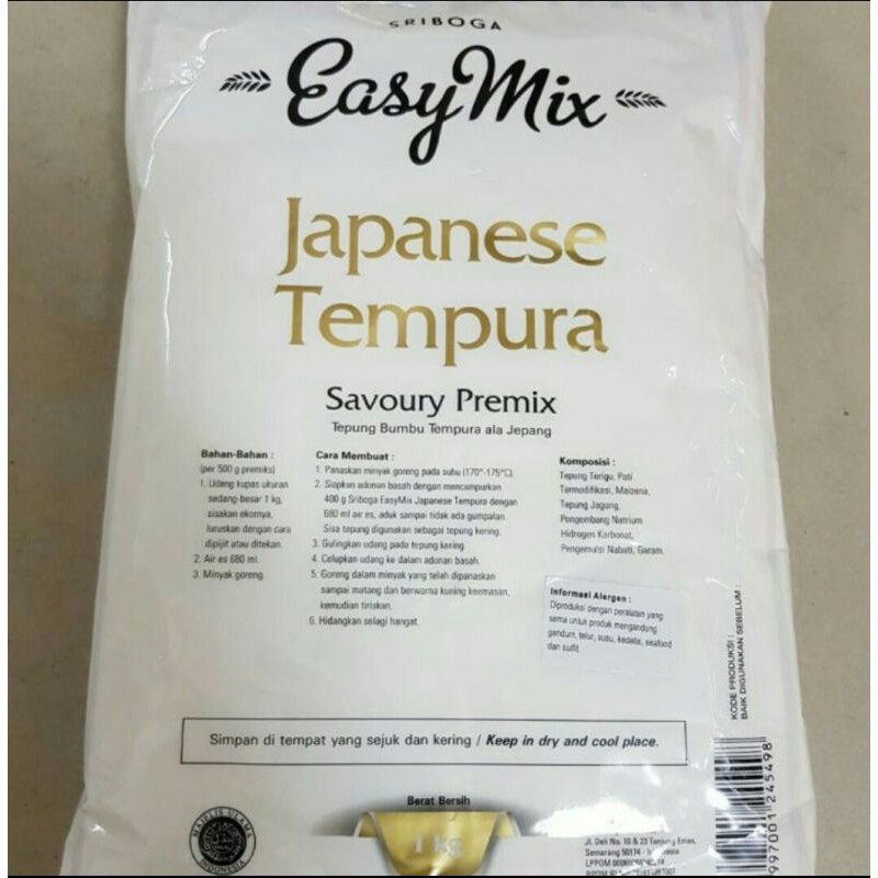 

Sriboga Easymix Japanese Tempura / Tepung Tempura 1kg