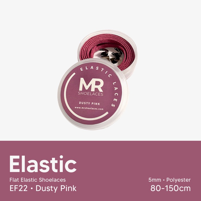 MR Shoelaces EF22 Elastic Dusty Pink Tali Sepatu Flat Elastis 80cm 100cm 120cm 150cm