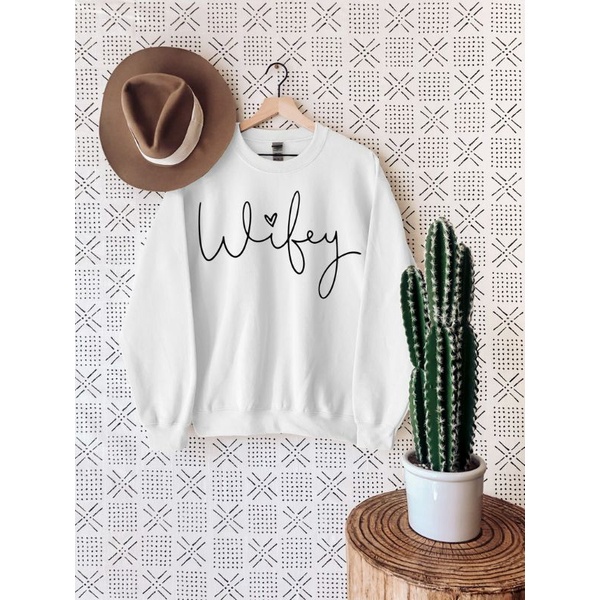 Hoodie Sweater WIFEY WIFE (S - 6XL) Gift for Wife Anniversary COUPLE Mom Bridge Love BIGSIZE OVERSIZE Tumblr Kekinian Jaket Wanita Woman Fashion