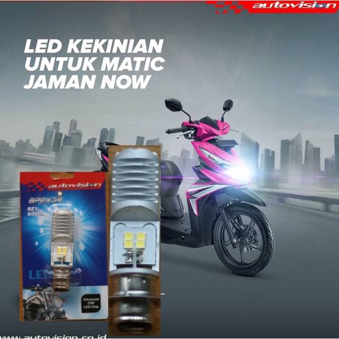 Lampu LED Motor AUTOVISION Honda Beat FI (putih) Bohlam RZ1 Grs 6bln