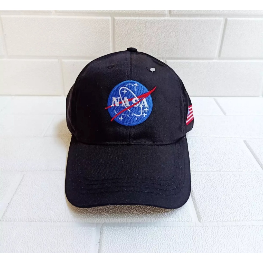 Topi NASA Pria dewasa / Topi distro NASA Aksesoris fashion kekinian Original- Black Hitam