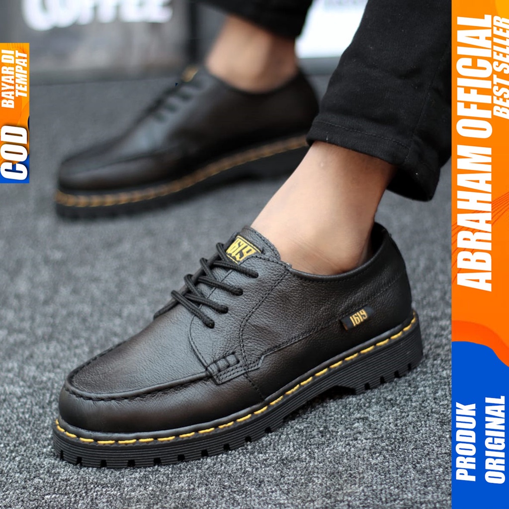 Sepatu Formal Docmart Kulit Asli Pantofel Kerja Hitam Pria Abraham Zapato