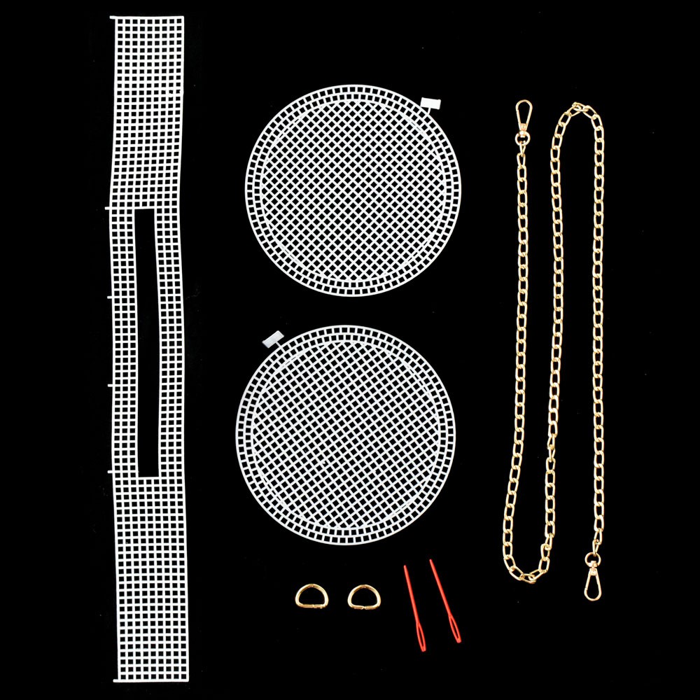 Plastic Canvas Kit Tas Bulat Jaring Rajut