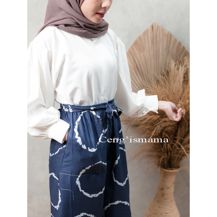 Celana Panjang Kulot Wanita Motif Cincin Sibori Bahan Rayon-6
