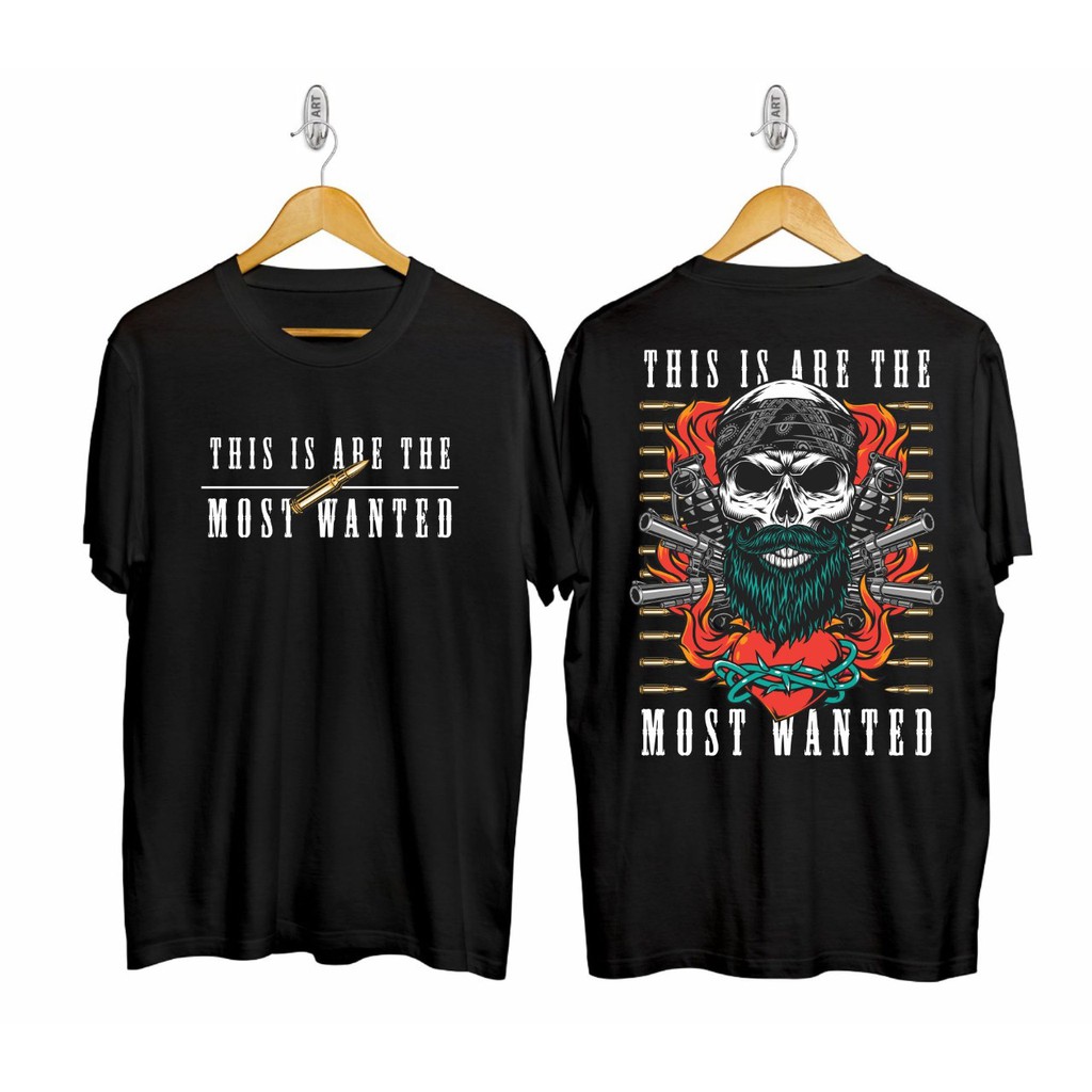 Kaos murah Kaos distro murah baju  distro pria t-shirt murah combed30s MOST WANTED HITAM