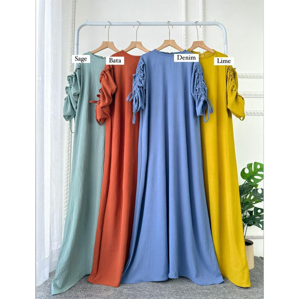 SORAYA DRESS SERUT LENGAN GAMIS WANITA MUSLIMAH AIRFLOW CRINCLE CRINCKLE