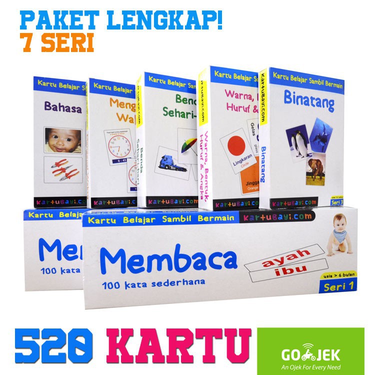 FlashCard Paket LENGKAP 520 Kartu - Indonesia, Inggris (Kartu Bayi)