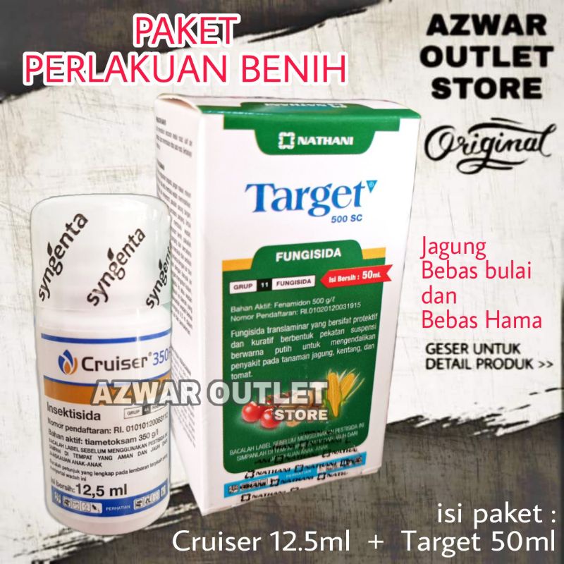 Paket obat perlakuan benih jagung | Fungisida Target + Insektisida Cruiser | obat koleh bibit benih 