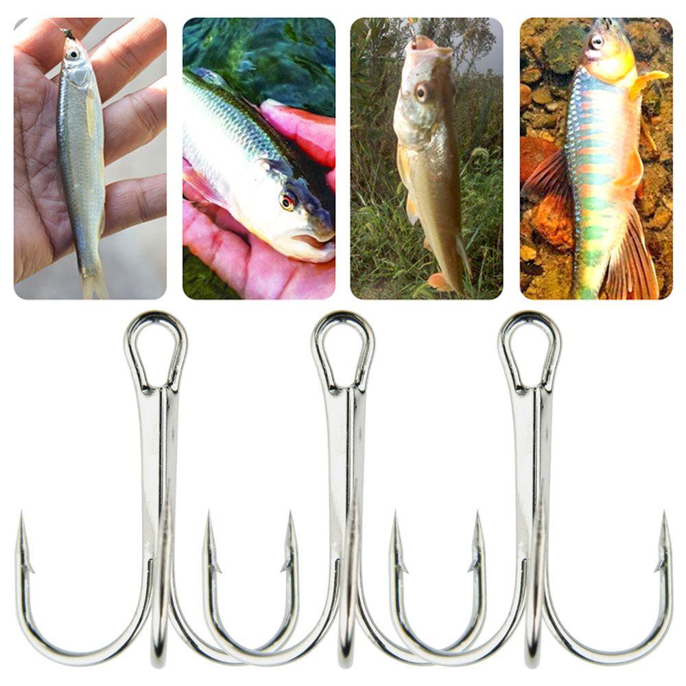 Preva 50pcs Treble Memancing Kait DIY Berduri Baja Karbon Tinggi Tiga Jangkar