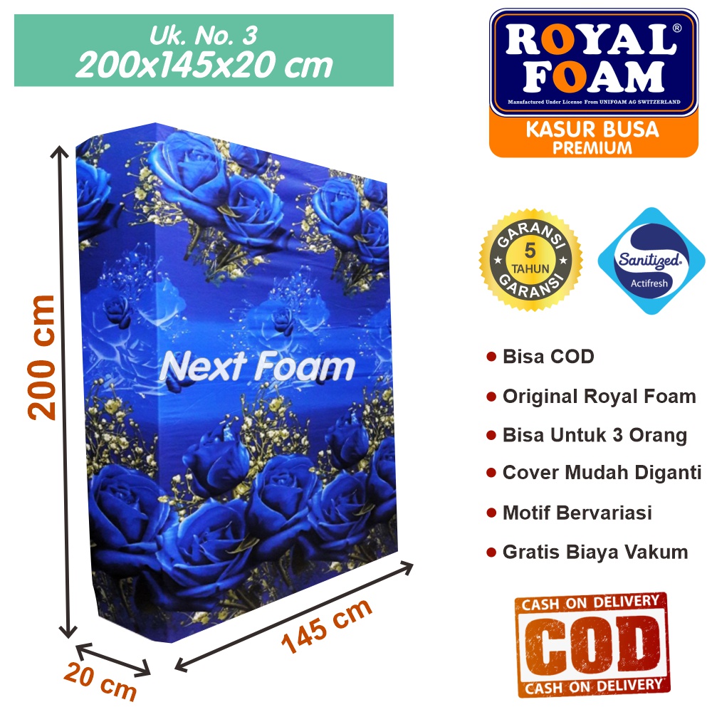 Kasur Busa Royal Foam Ukuran No 3 200x145x20 cm Tebal 20 cm D16 ORIGINAL Garansi 10 Tahun