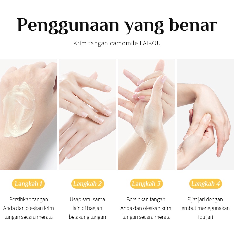 LAIKOU Camomile Krim Pelembab Tangan Perawatan Tangan Krim Tangan Anti-Kering Mengurangi Keriput  30G