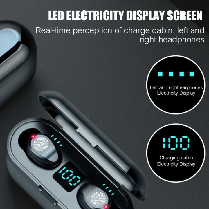 【COD】Viqoo TWS T25 Headset Bluetooth Headset Wireless Earphone Earpods Nirkabel dengan Mikrofon Touch Control Powerbank - F9