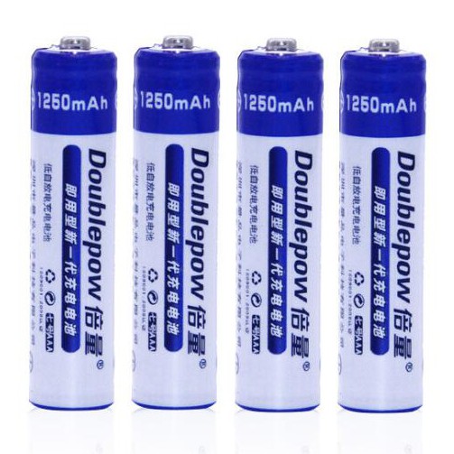 DOUBLEPOW Baterai Alkaline Rechargeable AAA 1250mAh + Battery Case