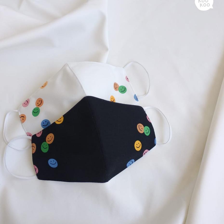 Terkini ZM0 Masker Kain Wanita Remaja 3 Ply Katun Motif SMILEY MASK Q7 Q CKH