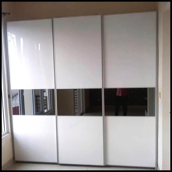 Kualitas Terbaik - Lemari Pakaian 3 Pintu Sliding Hpl Rel Gantung