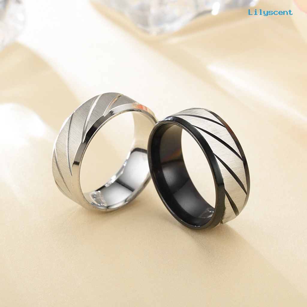 Ls Cincin Pasangan Bahan Stainless Steel Motif Twill Geometris Untuk Pertunangan