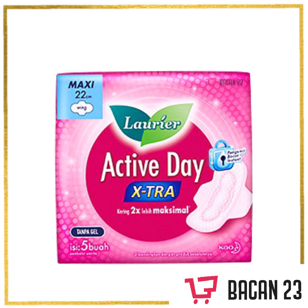 Laurier Active Day X-tra (Wing) ( 22cm - 5 Pads ) / Pembalut / Bacan23