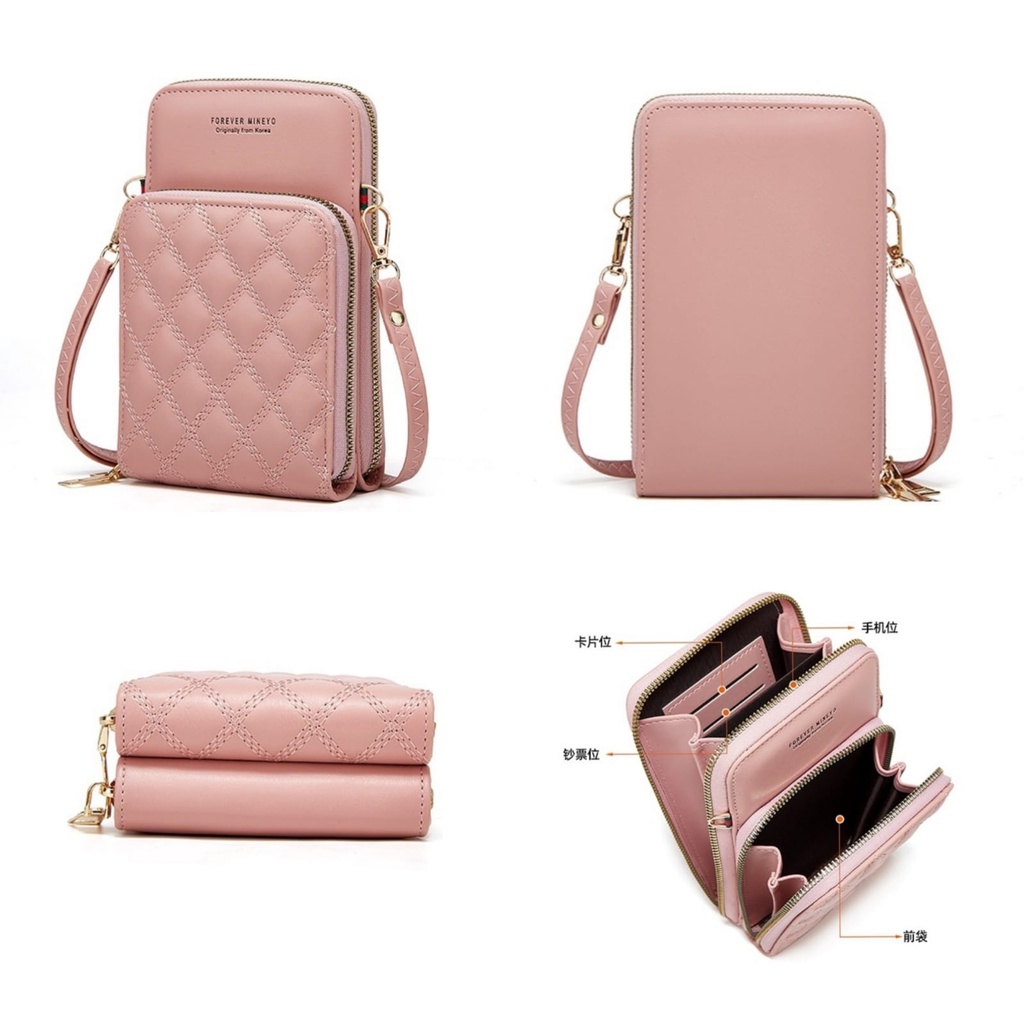 DOMPET HP SELEMPANG WANITA KULIT CIDICA IMPORT PESTA SLING BAG CEWEK KARTU SIMPLE MURAH KOREA SLOT UANG HANDPHONE FASHION REMAJA PREMIUM KEKINIAN BRANDED BATAM