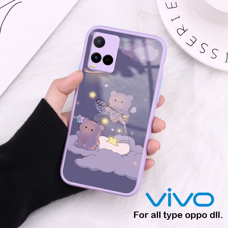 [SC213] Softcase Glass Kaca Ungu/Lilac VIVO Y21/Y21S Terbaru - Case VIVO Y21/Y21S - Casing Hp VIVO Y