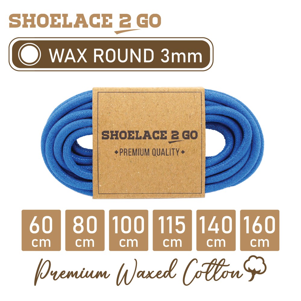 SHOELACE 2 GO PREMIUM TALI SEPATU LILIN WAX BULAT ROUND - WR3 - J1 - BLUE - 3MM