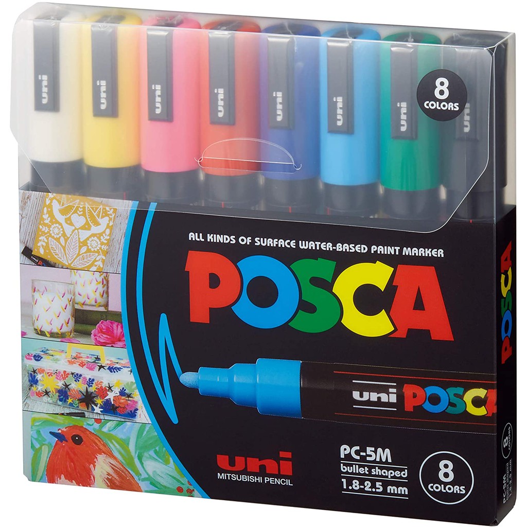 Posca Marker Pen Extra Board 5M 8 colours Set