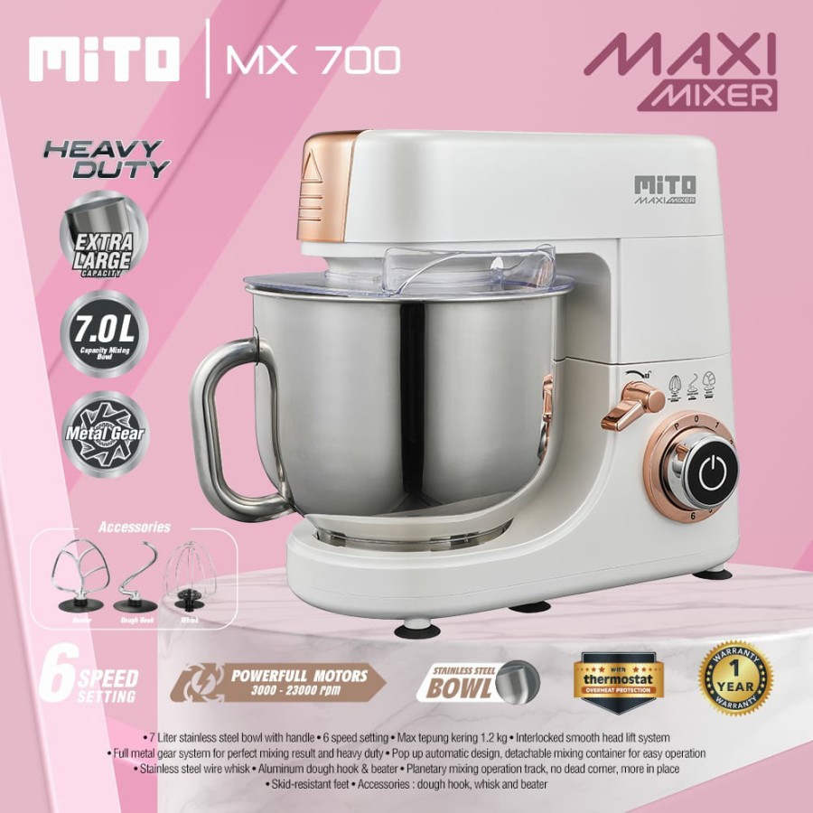 Standing Stand Mixer Maxi 7L MX 700 Mito MX700 7 Liter Heavy Duty lebih kencang original