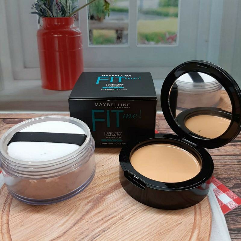 Paket Makeup Maybelline Fit Me Bedak Tabur Dan Padat 2in1