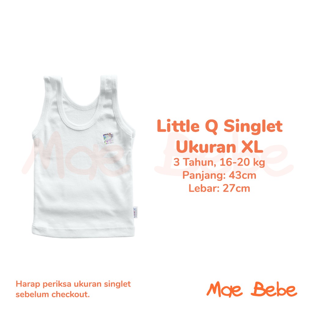 [Ukuran XL] Little Q Singlet Baby Kaos Dalam Anak 3 Tahun
