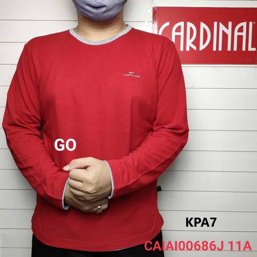 gof KPA CARDINAL JEANS Kaos Cowok Baju Oblong Slimfit Pakaian Pria Lengan Panjang