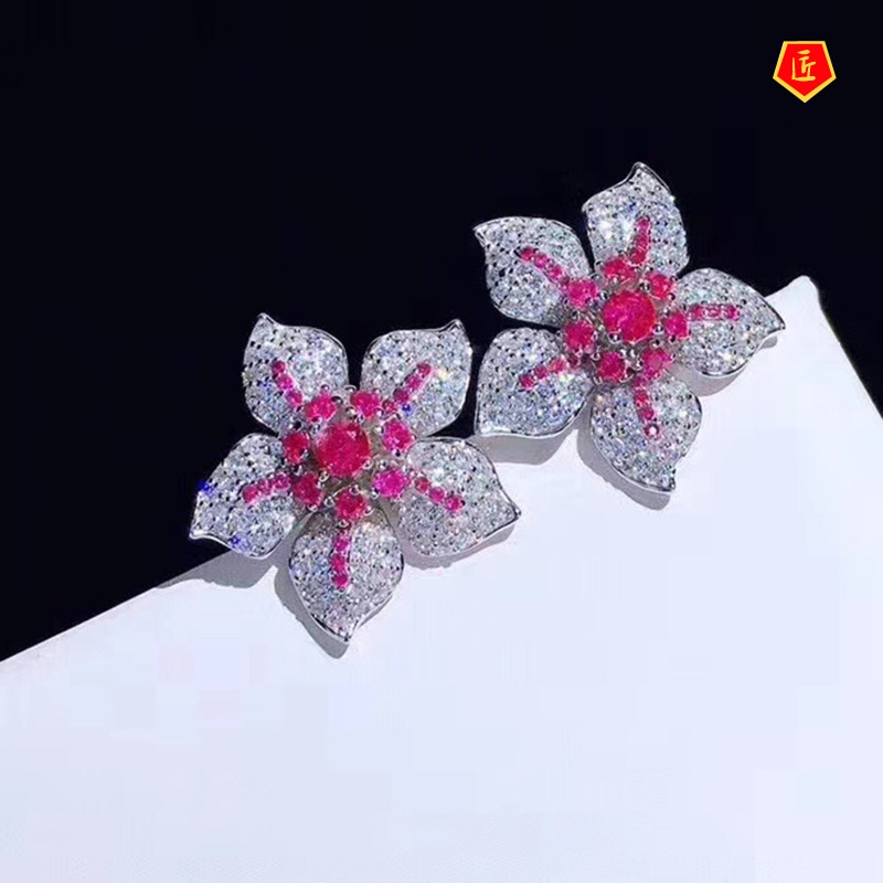 [Ready Stock]Women's Micro-Inlaid Full Diamond High-Profile Earrings