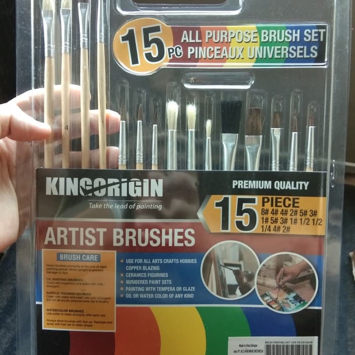 

15pc all purpose brush set artist brushes kuas cat craft aneka bentuk