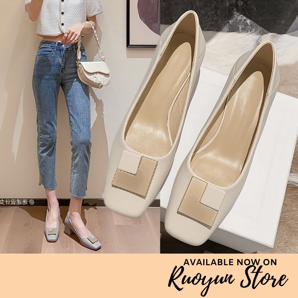 RYS - Rubic Square Sepatu Heels Wanita Fashion Casual / Kantoran - Ori Import