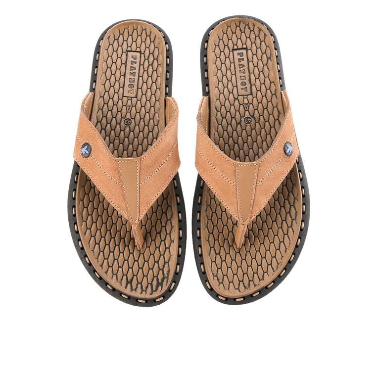 SANDAL JEPIT KULIT PLAYBOY PRIA ORIGINAL CASUAL BRANDED COKLAT PL03