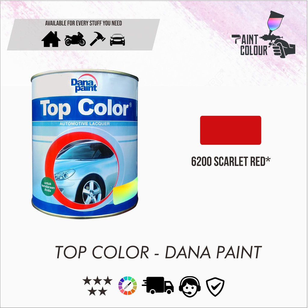 TOP COLOR 6200 Scarlet Red - Cat Mobil Kayu Besi Duco