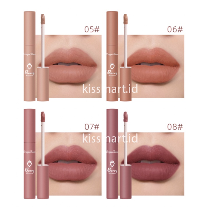 DRAGON RANEE Lip Glaze Berry Mousse Matte Lipstik Lipgloss Lipstick Berfungsi Menutupi Bibir Yang Hitam  TD001