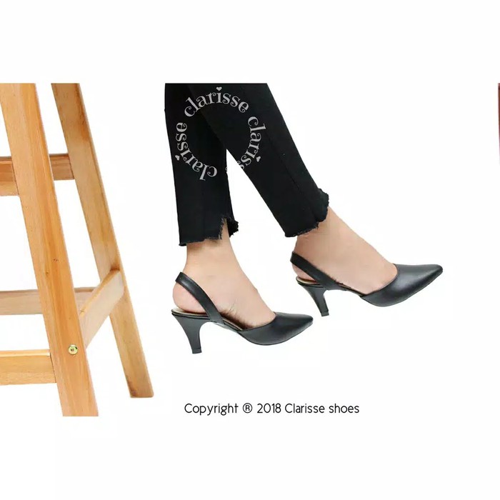 High Hels Wanita Chunky Heels Polos Tali Belakang Heel-01 4703DA Highheels Basic Zr Realpict Heels