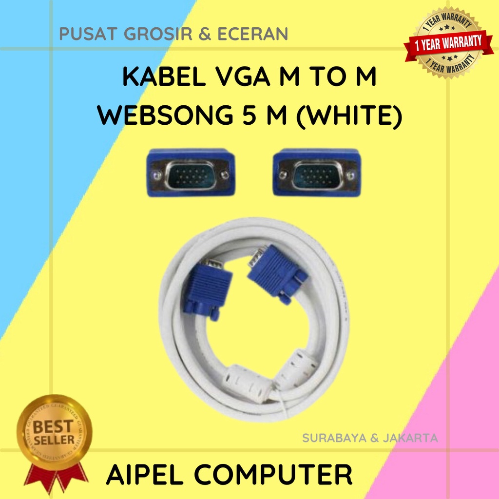 KVW5 | KABEL VGA MALE TO MALE WEBSONG 5 M (WHITE)