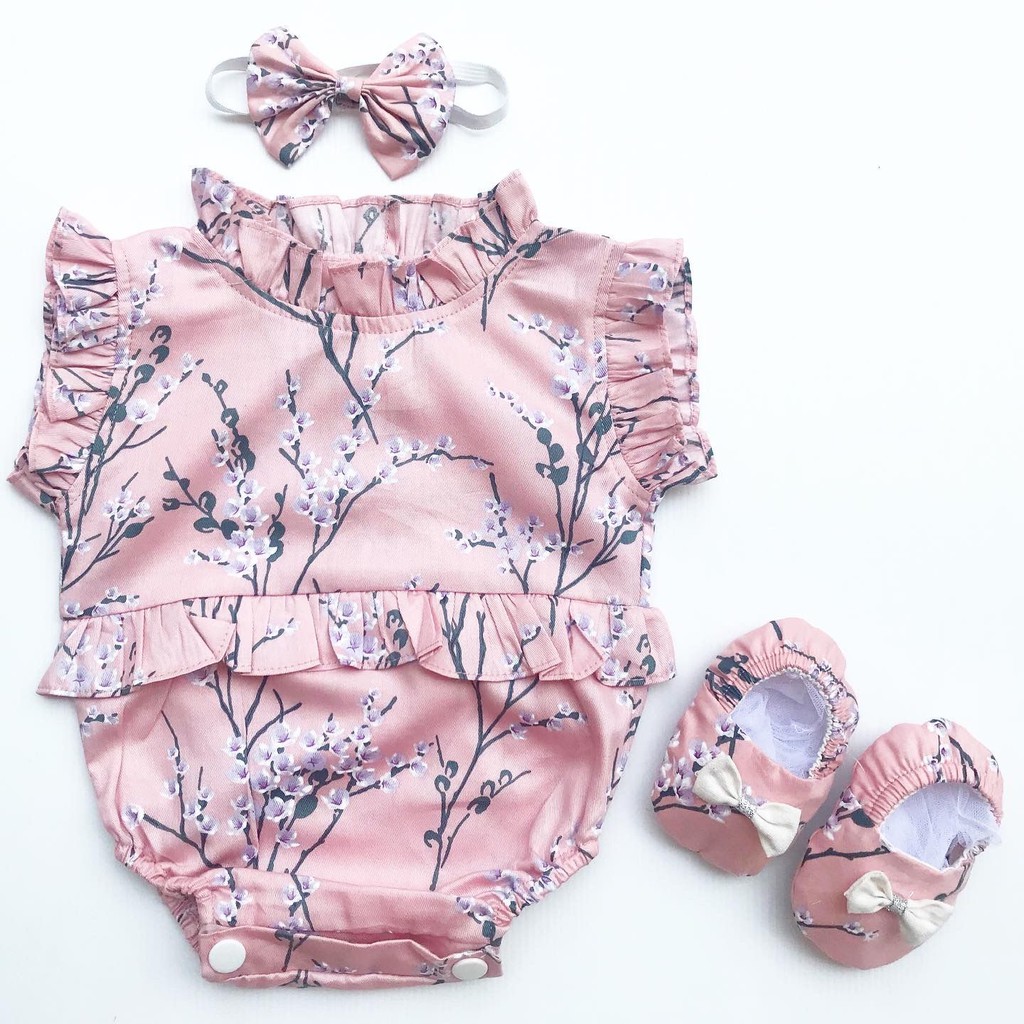 SAKURA Baju Jumper Bunga Bandana Sepatu Pergi Lucu Fashion Anak Bayi Perempuan Cewe Terlaris Lucu-PINK type A