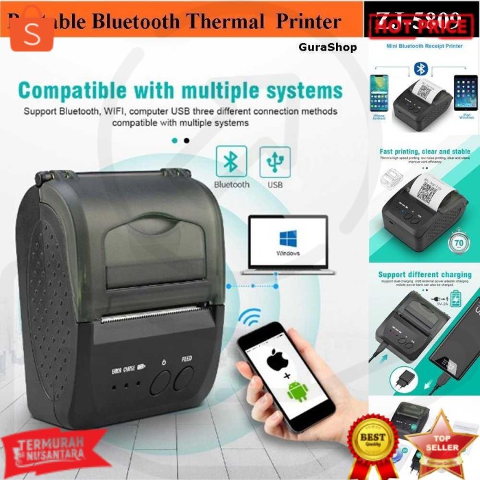Zjiang Mini Portable Bluetooth Thermal Receipt Printer - 5809