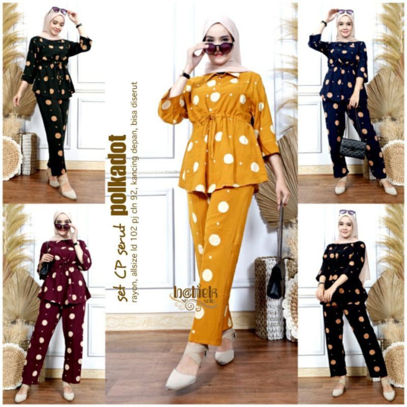 BISA COD Setelan Tie Dye Serut Lengan Panjang Harga Grosir Setelan Rayon Wanita Pajamas Setelan Wanita Baju Tidur One Set Serut Motif Polkadot Piyama Lengan Panjang Tie Dye Serut One Set Wanita